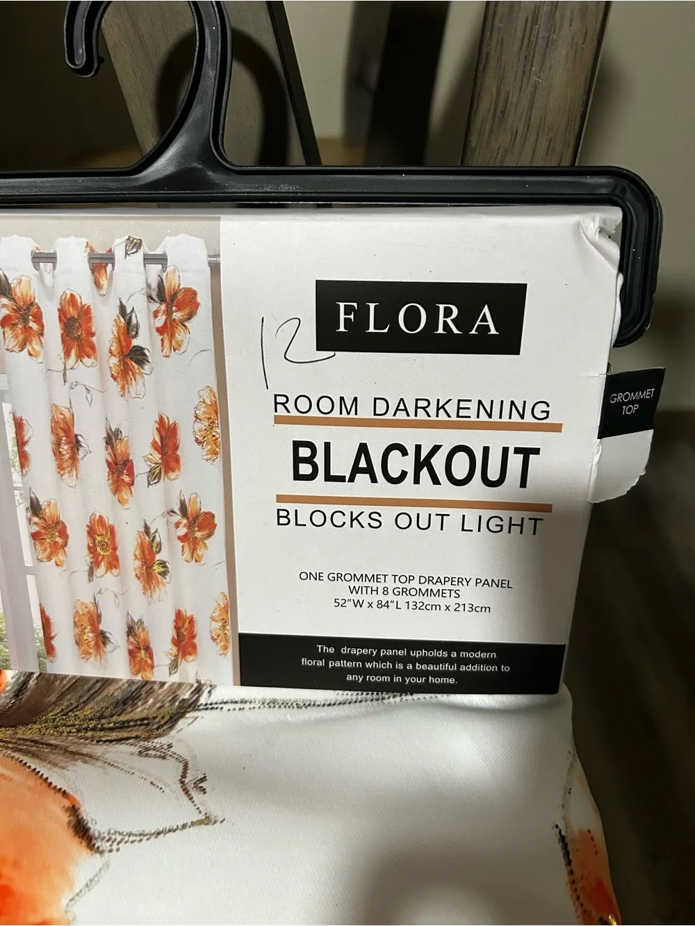 Flora Blackout Room Darkening Floral Curtain Panel 52” x 84” Grommet Top - Pair
